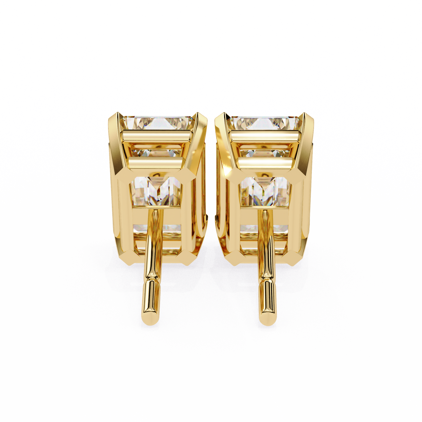 Emerald Gleam – Emerald Cut Lab Diamond Solitaire Studs