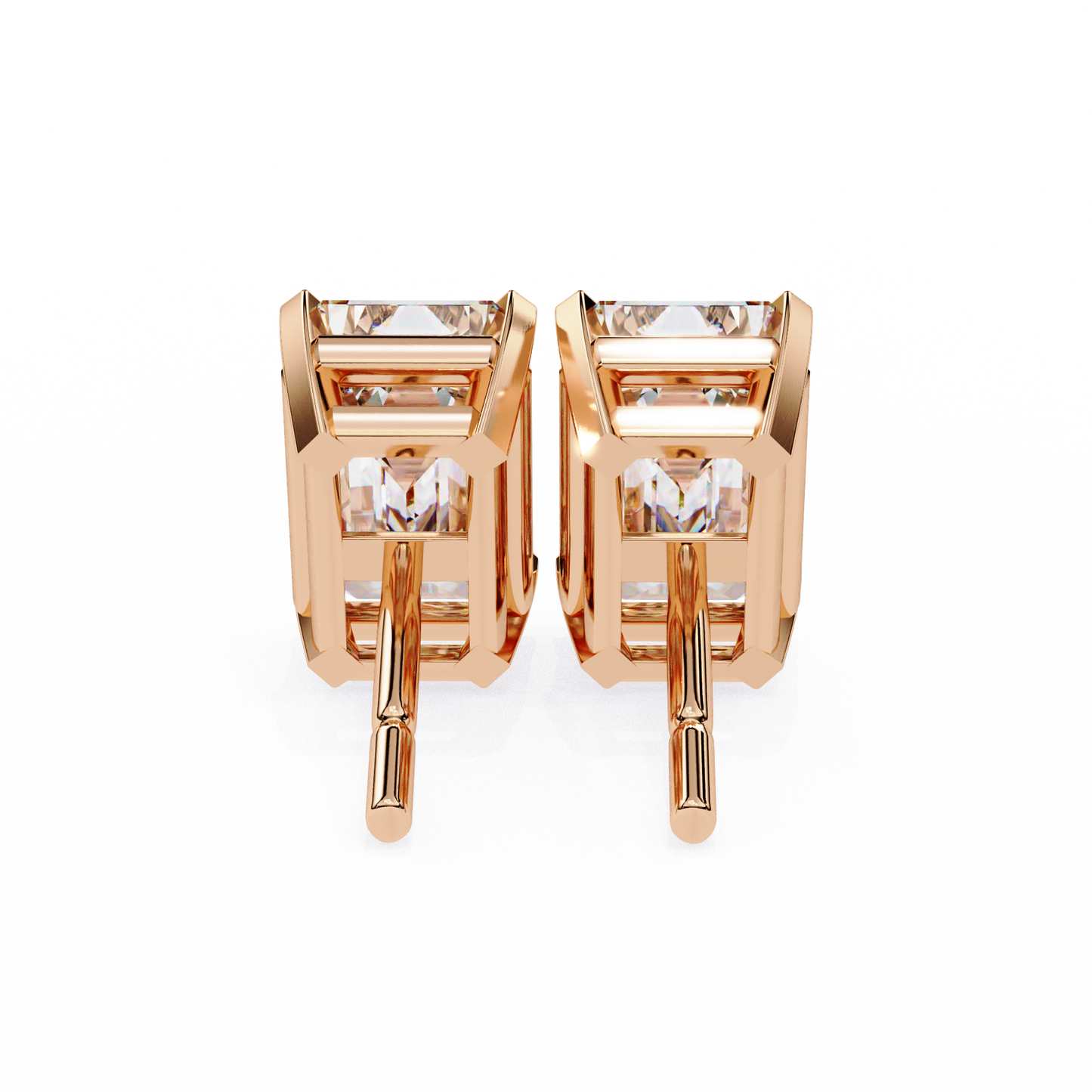 Emerald Gleam – Emerald Cut Lab Diamond Solitaire Studs