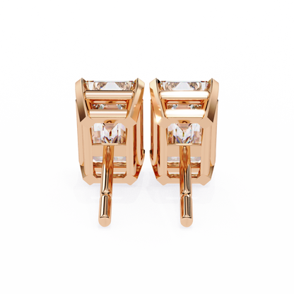 Emerald Gleam – Emerald Cut Lab Diamond Solitaire Studs