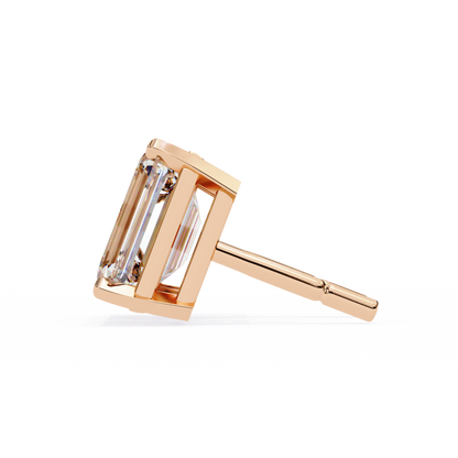 Emerald Gleam – Emerald Cut Diamond Solitaire Studs
