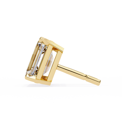 Emerald Gleam – Emerald Cut Lab Diamond Solitaire Studs