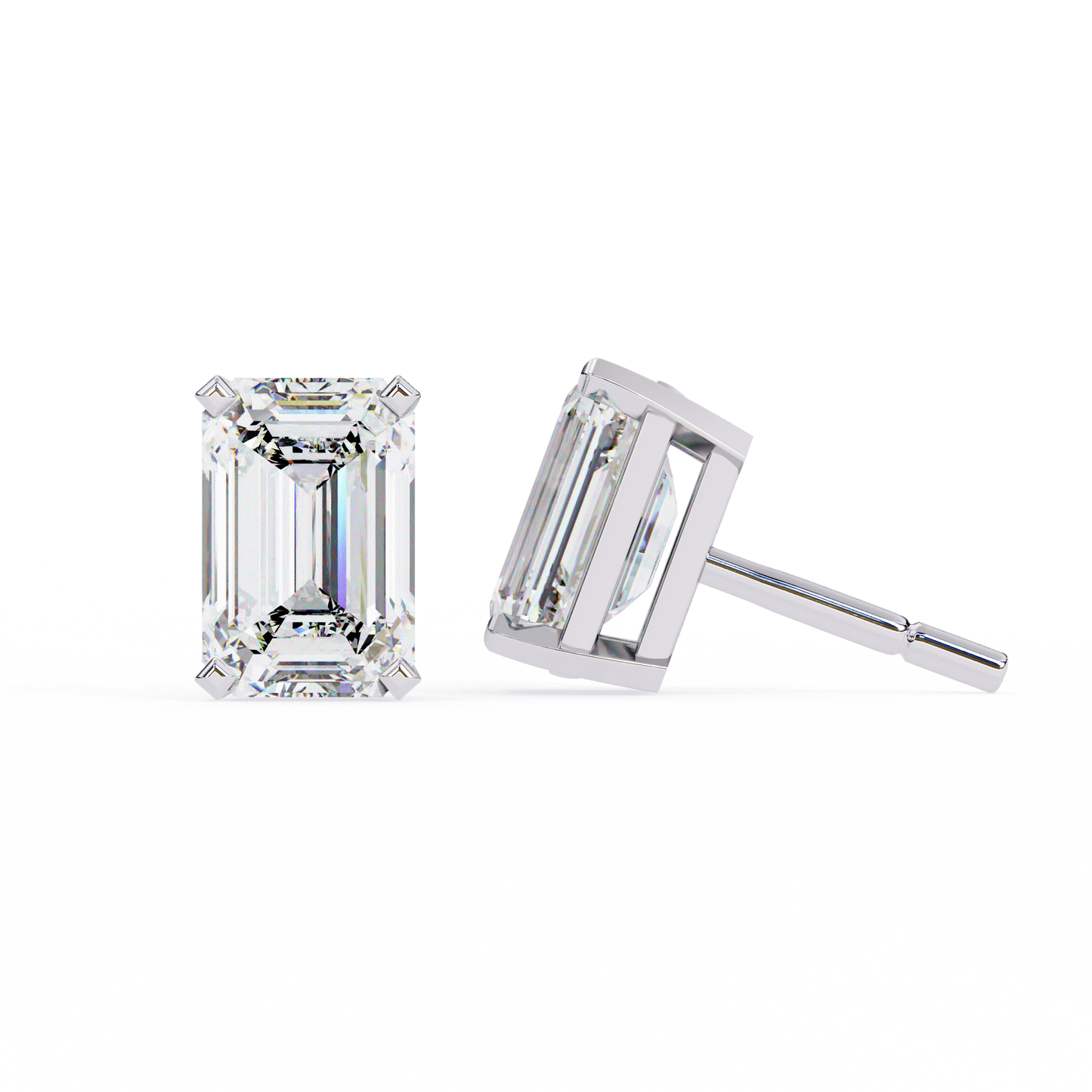 Emerald Gleam – Emerald Cut Lab Diamond Solitaire Studs