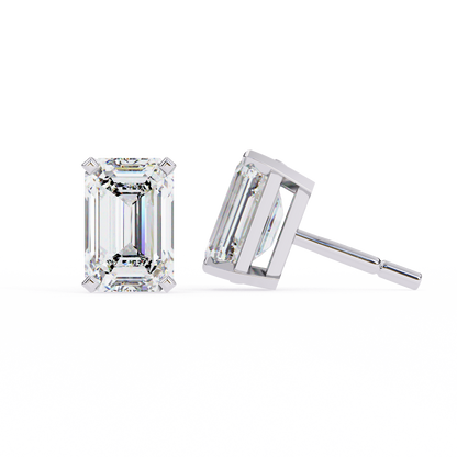 Emerald Gleam – Emerald Cut Lab Diamond Solitaire Studs
