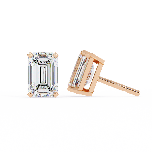 Emerald Gleam – Emerald Cut Lab Diamond Solitaire Studs