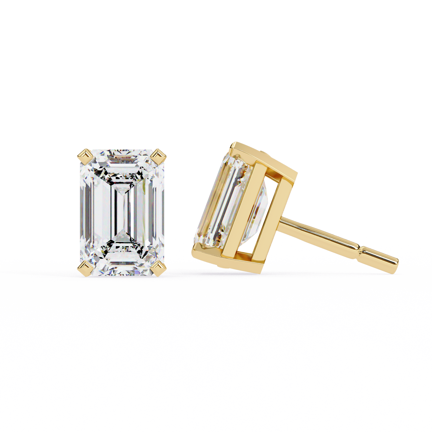 Emerald Gleam – Emerald Cut Lab Diamond Solitaire Studs
