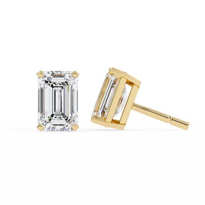 Emerald Gleam – Emerald Cut Lab Diamond Solitaire Studs