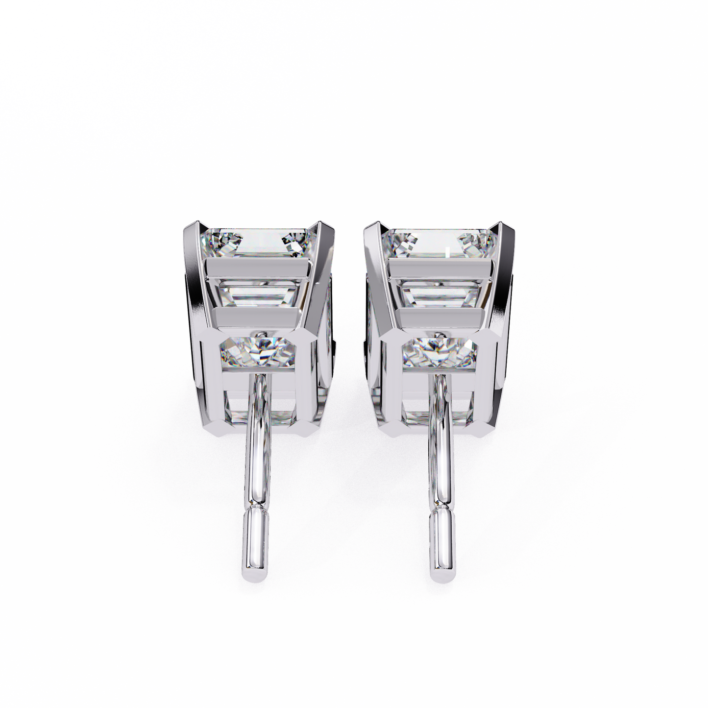 Emerald Gleam – Emerald Cut Lab Diamond Solitaire Studs