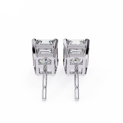 Emerald Gleam – Emerald Cut Lab Diamond Solitaire Studs