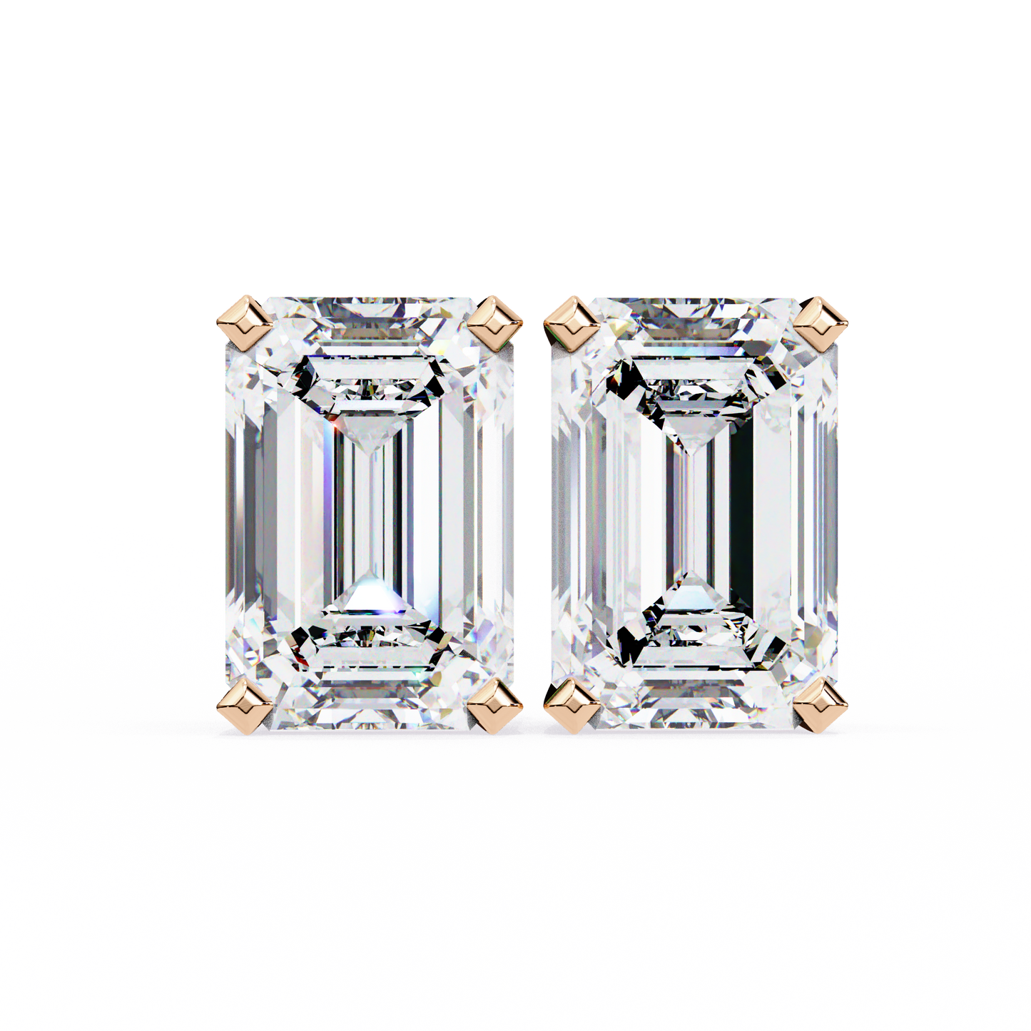 Emerald Gleam – Emerald Cut Lab Diamond Solitaire Studs