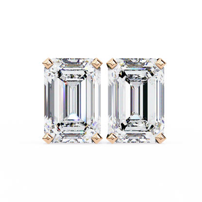 Emerald Gleam – Emerald Cut Lab Diamond Solitaire Studs