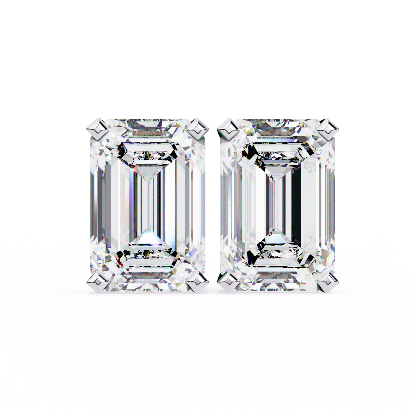 Emerald Gleam – Emerald Cut Lab Diamond Solitaire Studs