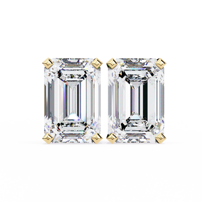 Emerald Gleam – Emerald Cut Diamond Solitaire Studs