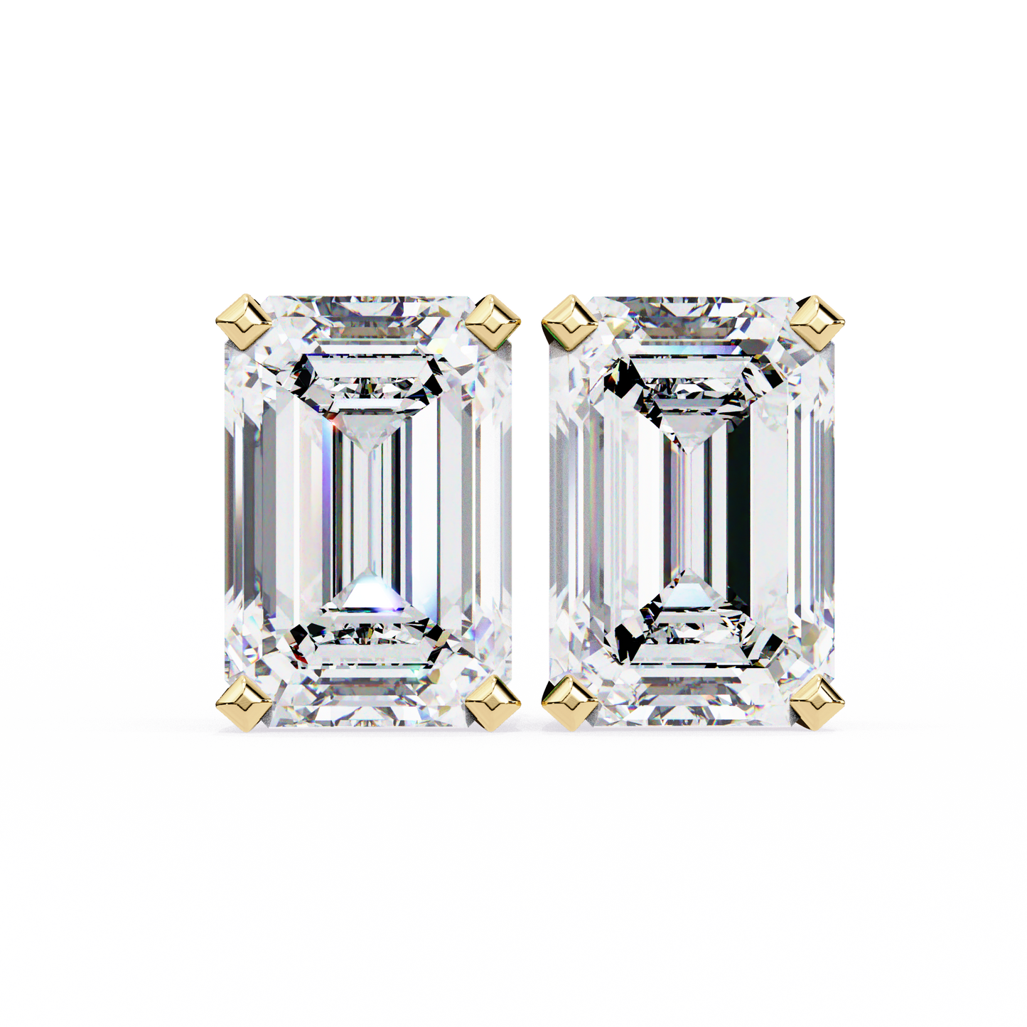 Emerald Gleam – Emerald Cut Lab Diamond Solitaire Studs