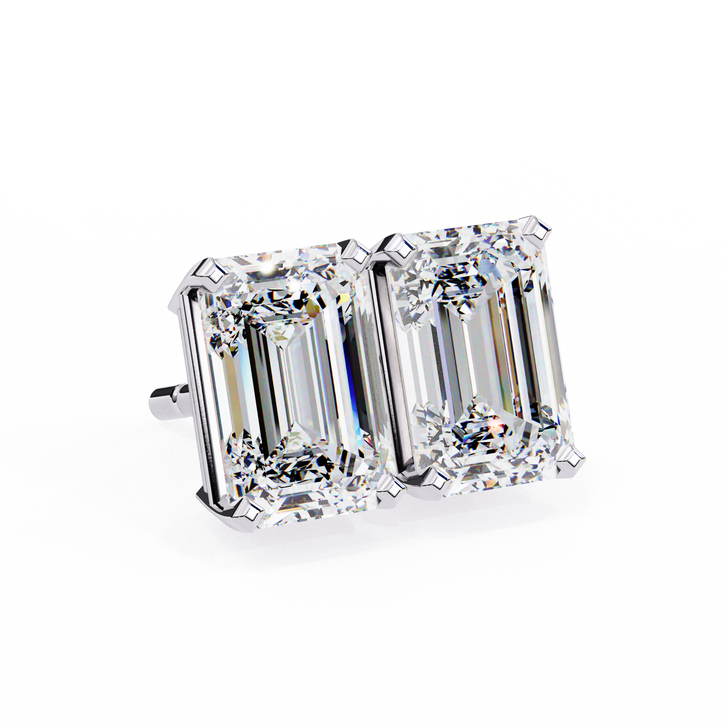Emerald Gleam – Emerald Cut Lab Diamond Solitaire Studs