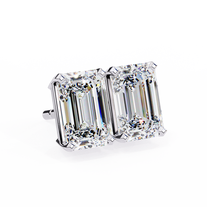 Emerald Gleam – Emerald Cut Lab Diamond Solitaire Studs