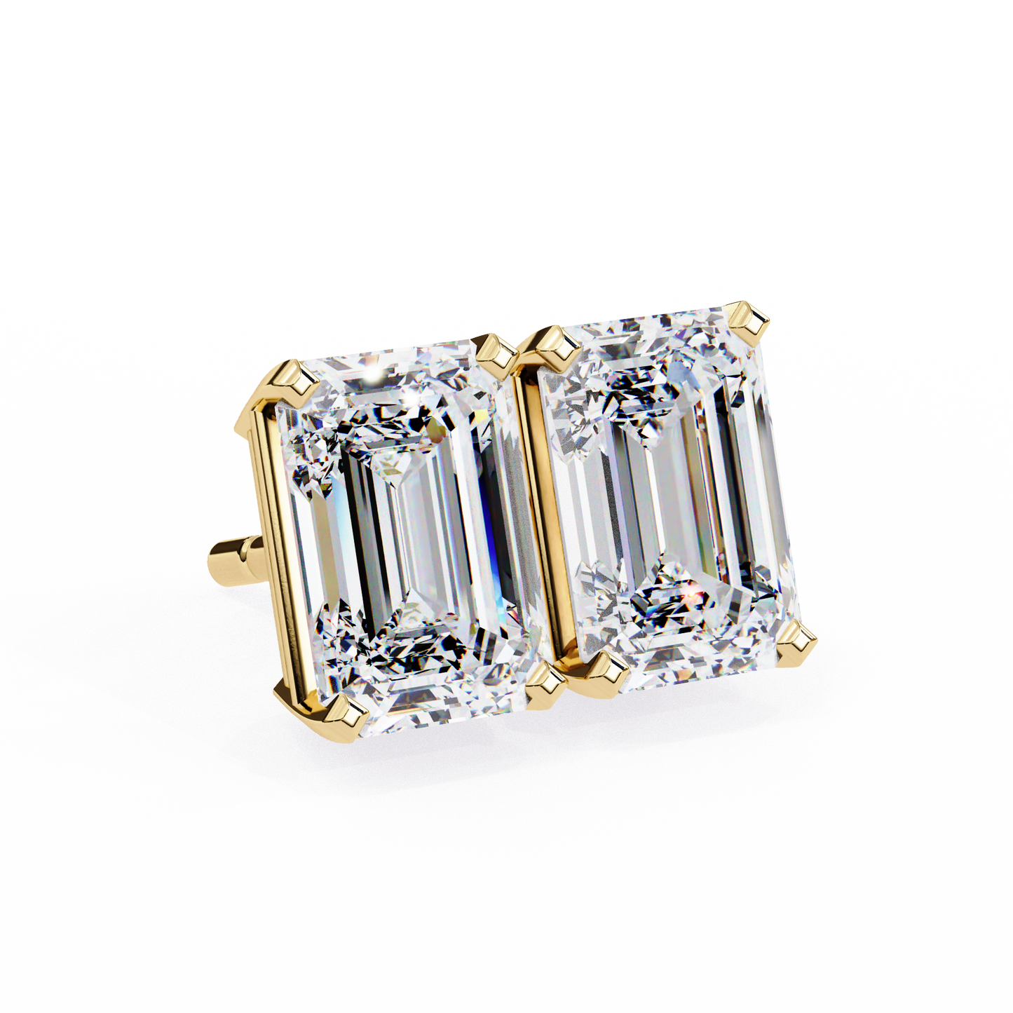 Emerald Gleam – Emerald Cut Lab Diamond Solitaire Studs