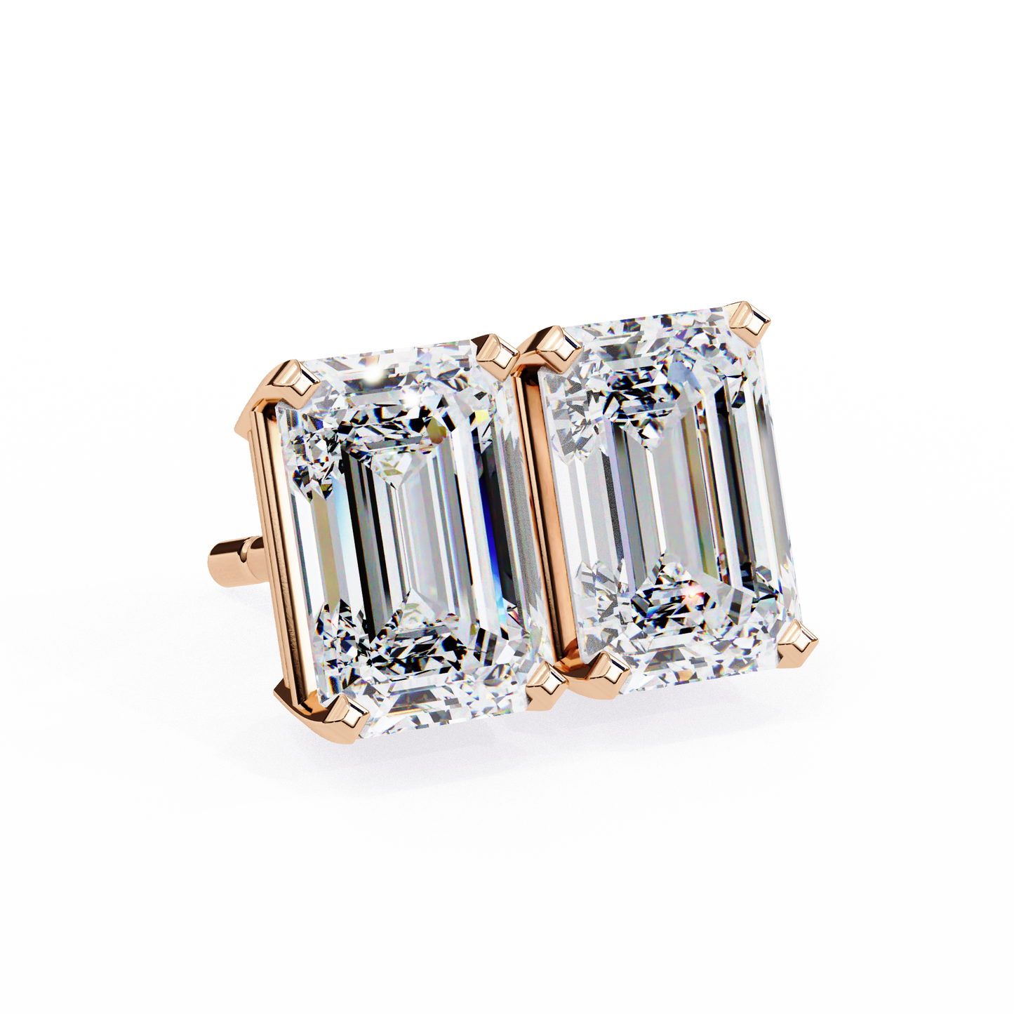 Emerald Gleam – Emerald Cut Lab Diamond Solitaire Studs