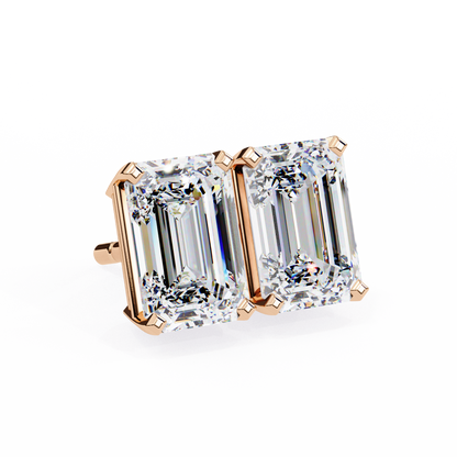 Emerald Gleam – Emerald Cut Lab Diamond Solitaire Studs