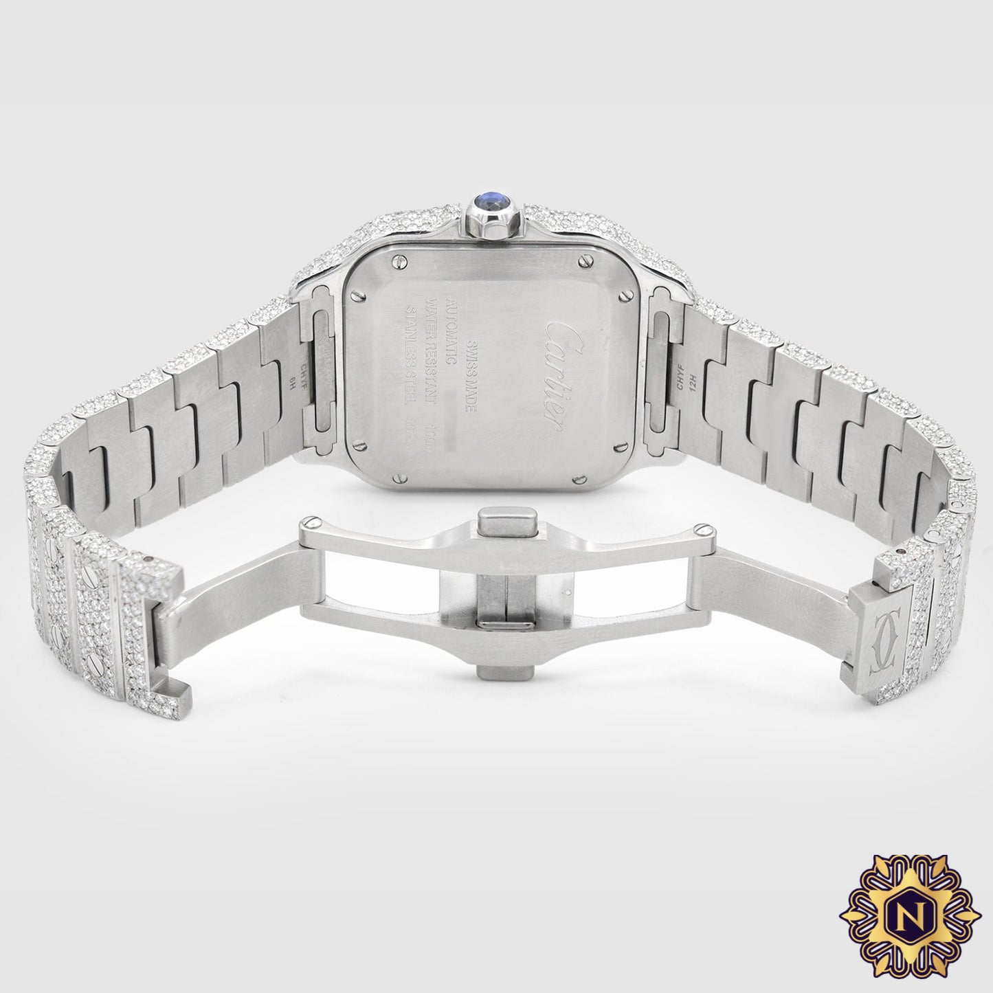 ICED OUT CARTIER
SANTOS 35MM
MEDIUM RED WATCH 15.5CT.