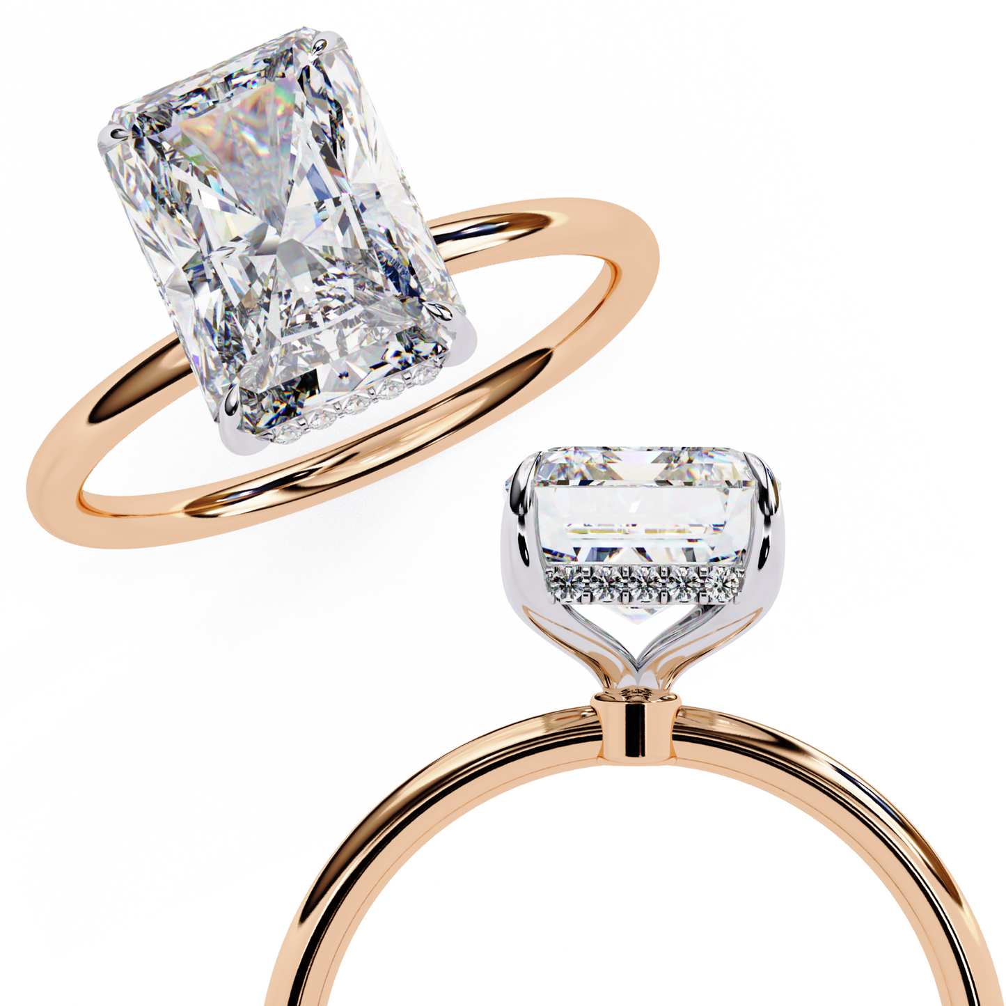 Emerald Linea – Lab Diamond Ring with Graduated Shank in 14K Gold