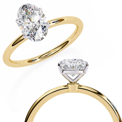 Oval Poise – Lab Diamond Solitaire Ring with Slim Shank in 14K Gold