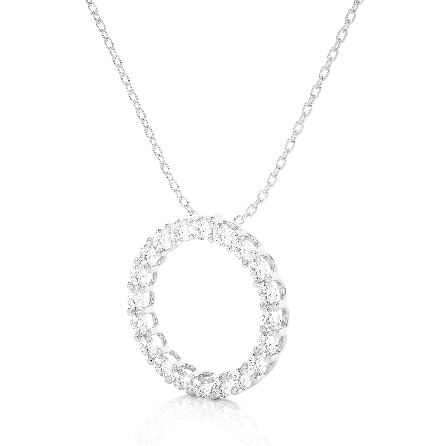 14K White Gold Diamond Circle Pendant