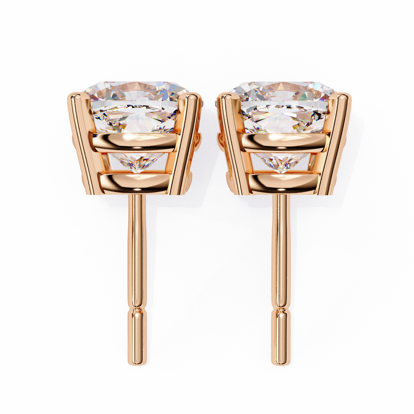 Cushion Whisper – 6mm Diamond Solitaire Earrings in 14K Gold