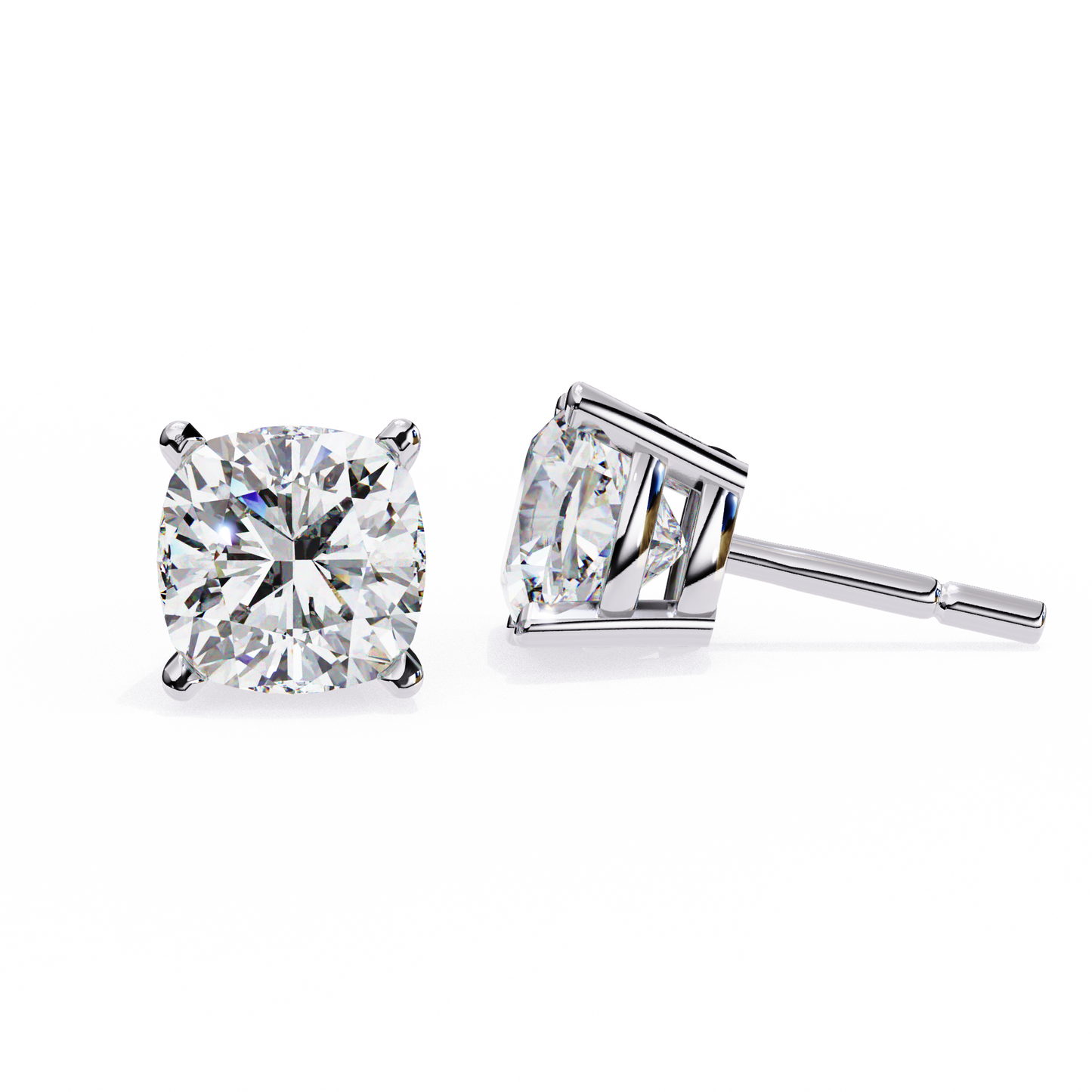 Cushion Whisper – 6mm Diamond Solitaire Earrings in 14K Gold