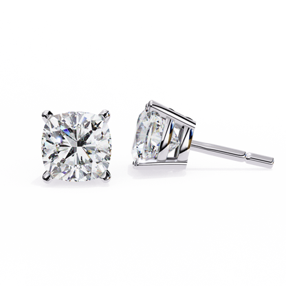 Cushion Whisper – 6mm Diamond Solitaire Earrings in 14K Gold