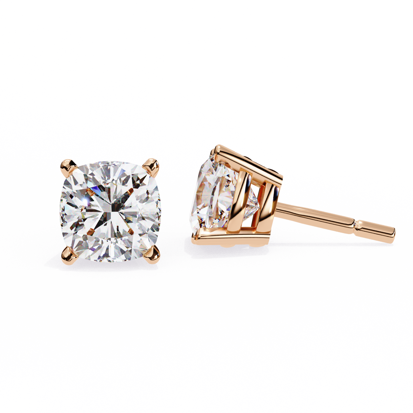 Cushion Whisper – 6mm Diamond Solitaire Earrings in 14K Gold