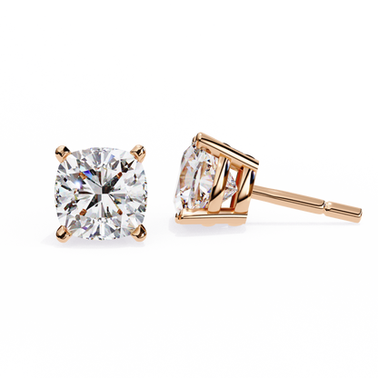 Cushion Whisper – 6mm Diamond Solitaire Earrings in 14K Gold
