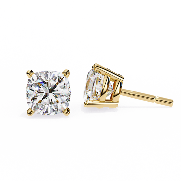 Cushion Whisper – 6mm Diamond Solitaire Earrings in 14K Gold