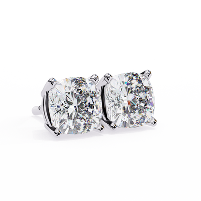 Cushion Whisper – 6mm Diamond Solitaire Earrings in 14K Gold