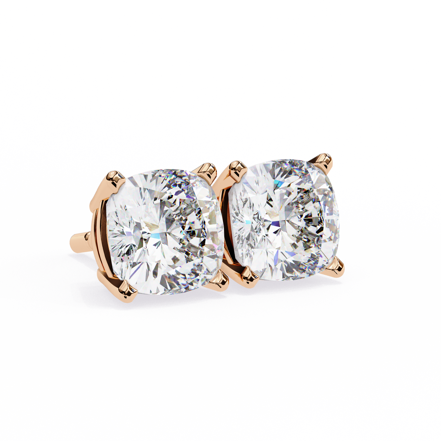 Cushion Whisper – 6mm Diamond Solitaire Earrings in 14K Gold