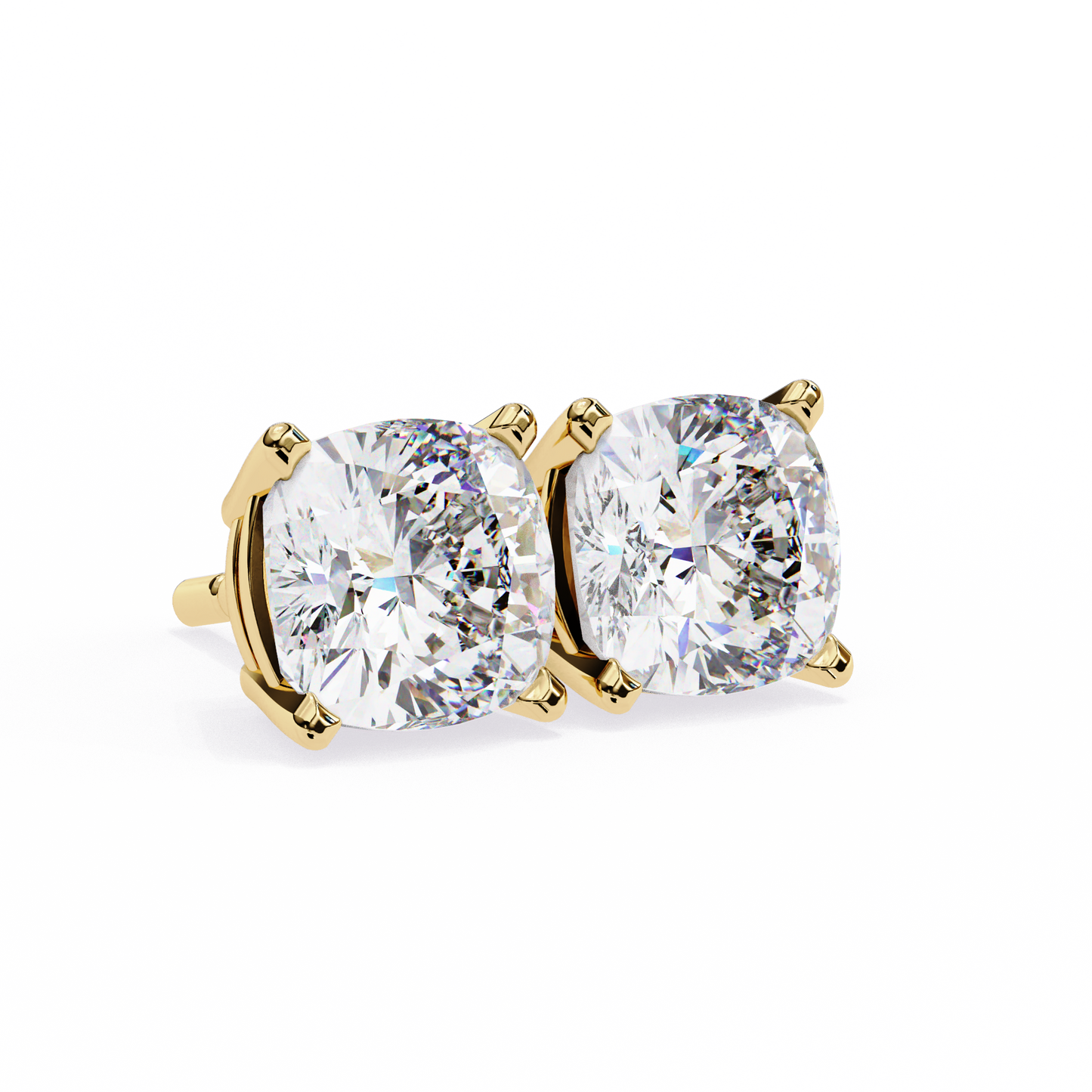 Cushion Whisper – 6mm Diamond Solitaire Earrings in 14K Gold