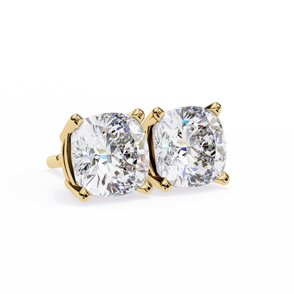Cushion Whisper – 6mm Diamond Solitaire Earrings in 14K Gold