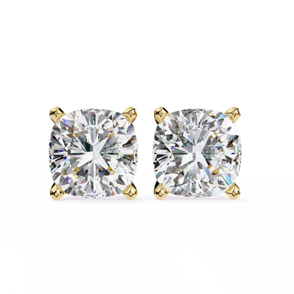 Cushion Whisper – 6mm Diamond Solitaire Earrings in 14K Gold