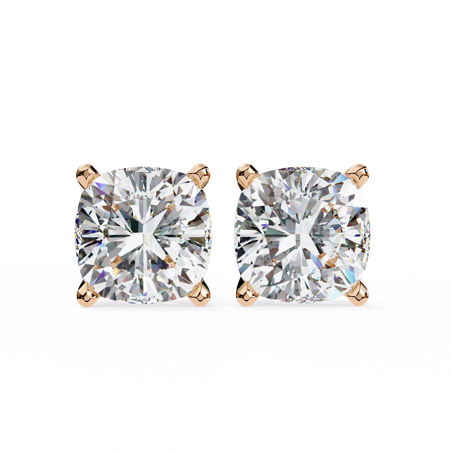 Cushion Whisper – 6mm Diamond Solitaire Earrings in 14K Gold