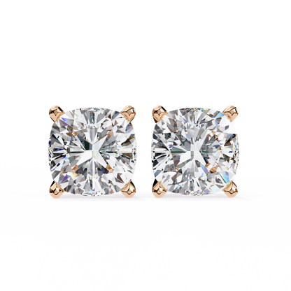 Cushion Whisper – 6mm Diamond Solitaire Earrings in 14K Gold