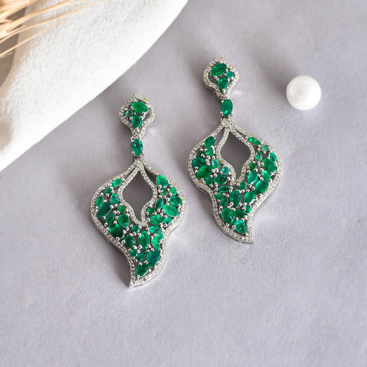 Emerald Elegance Dangle Earrings