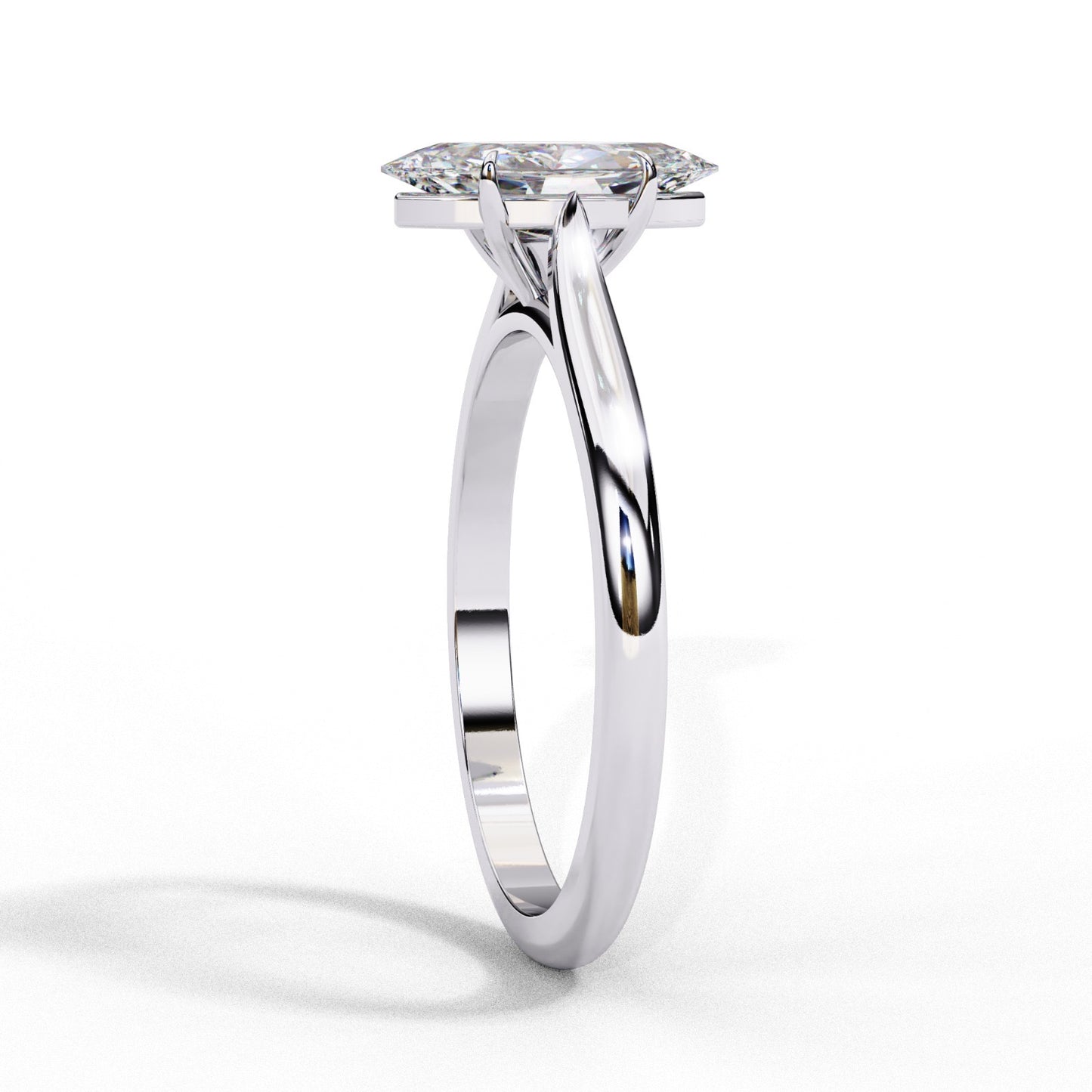 Marquise Solitaire White Gold Ring