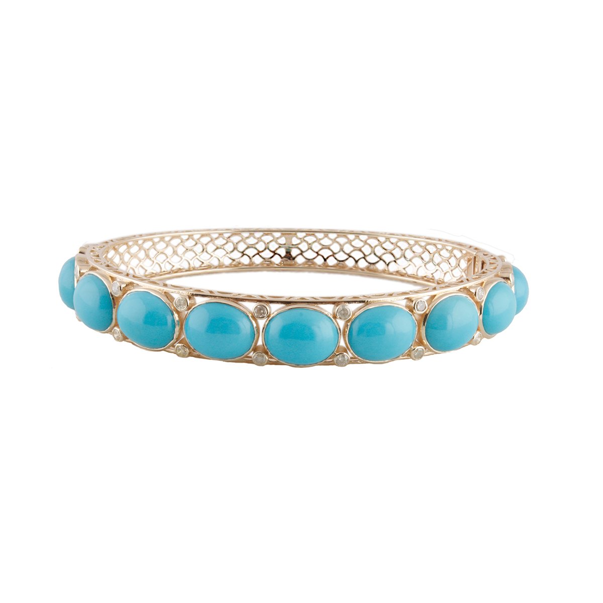 Gold Bangle With Turquoise Oval