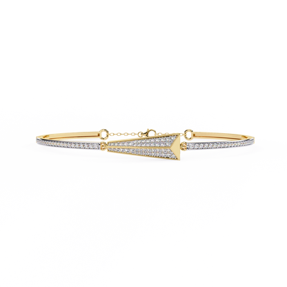 Spearline Pavé – Tapered Triangle Diamond Bangle in 14K Gold
