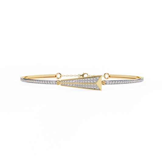 Spearline Pavé – Tapered Triangle Diamond Bangle in 14K Gold