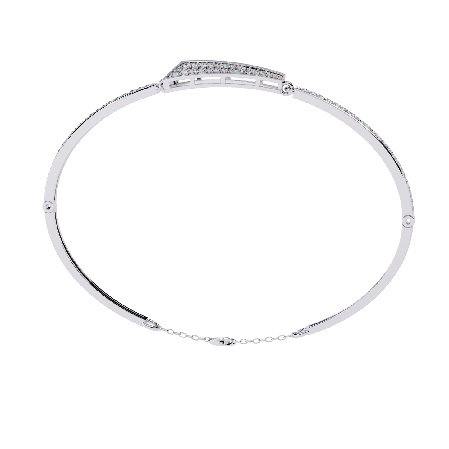 Spearline Pavé – Tapered Triangle Diamond Bangle in 14K Gold