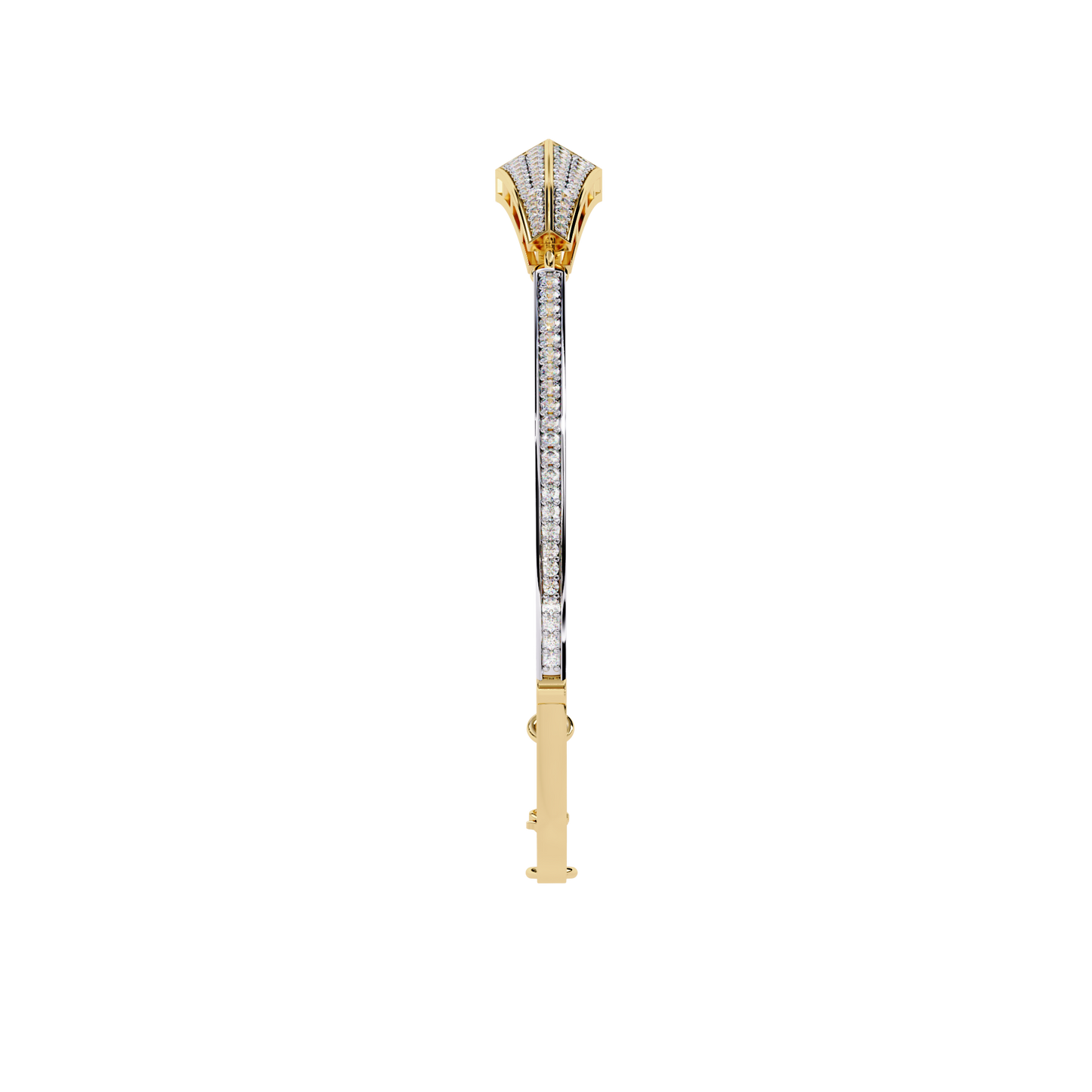 Spearline Pavé – Tapered Triangle Diamond Bangle in 14K Gold