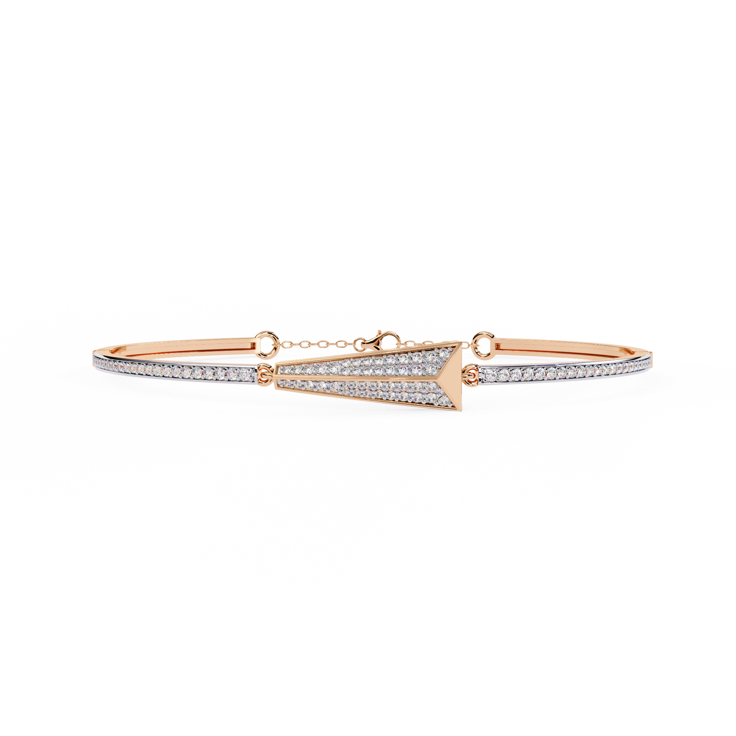 Spearline Pavé – Tapered Triangle Diamond Bangle in 14K Gold