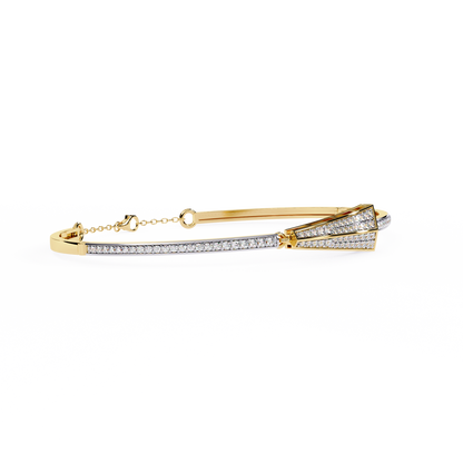 Spearline Pavé – Tapered Triangle Diamond Bangle in 14K Gold