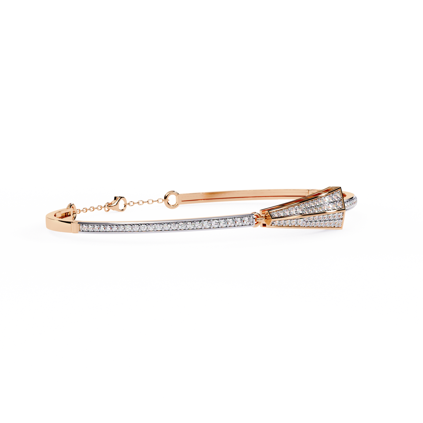 Spearline Pavé – Tapered Triangle Diamond Bangle in 14K Gold