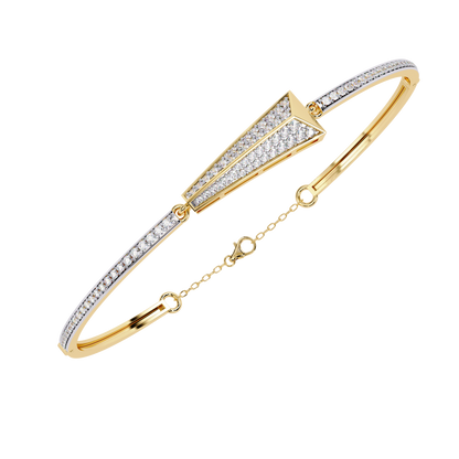 Spearline Pavé – Tapered Triangle Diamond Bangle in 14K Gold